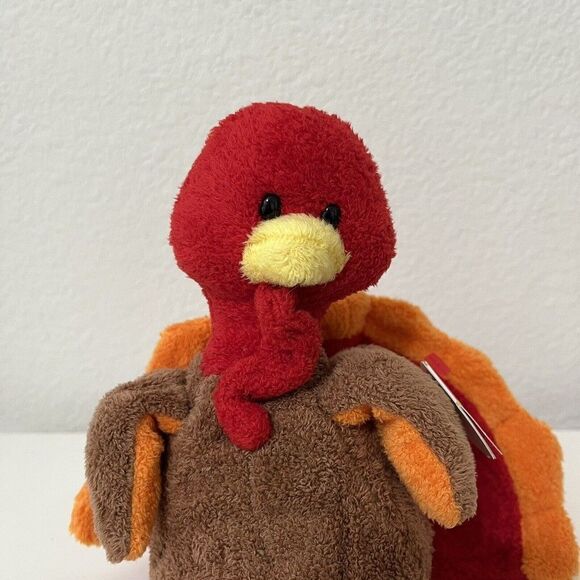 TY Pluffies Gobble the Turkey Plush Lovey 8” Beanie Stuffed Tylux 2007 - Picture 3 of 11